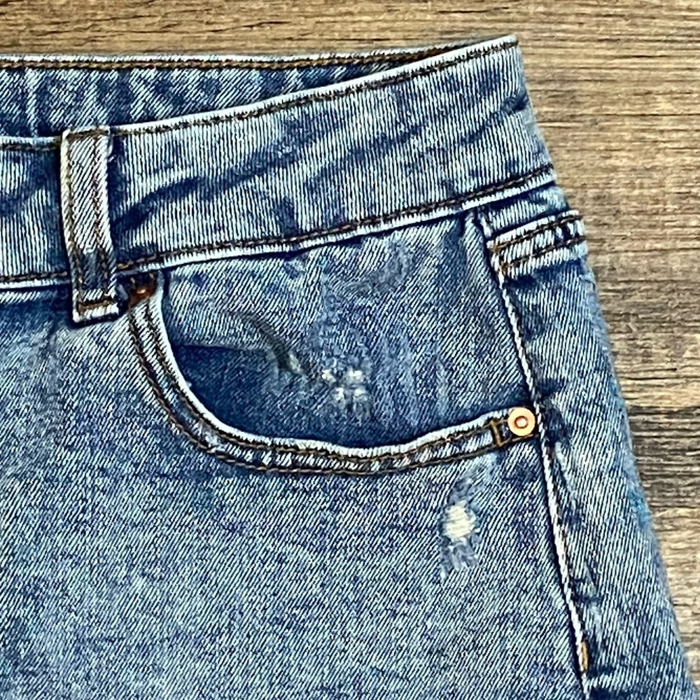 Wild Fable Denim Mini Skirt Y2K Women's Size 8 Blue High Rise Raw Hem Tik‎ Tok - Picture 4 of 8